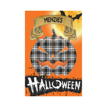 Load image into Gallery viewer, Menzies Black _ White Modern Tartan Jack O' Lantern Garden Flag / Halloween Home Decor NN6