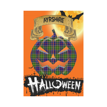 Load image into Gallery viewer, Ayrshire District Tartan Jack O&#39; Lantern Garden Flag / Halloween Home Decor NN4